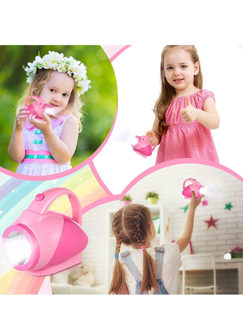 SYOSI Kids Flashlight Glow in Dark Toddler Flash Light Easy Grip Handle Lightweight for Reading Camping Hiking Outdoor Activities Games Nature Exploration Pink 2PCS - Image 3