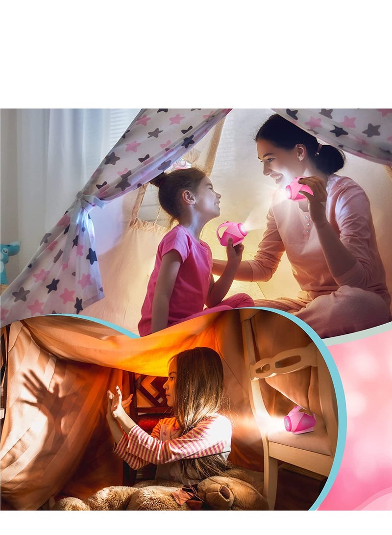 SYOSI Kids Flashlight Glow in Dark Toddler Flash Light Easy Grip Handle Lightweight for Reading Camping Hiking Outdoor Activities Games Nature Exploration Pink 2PCS - Image 5