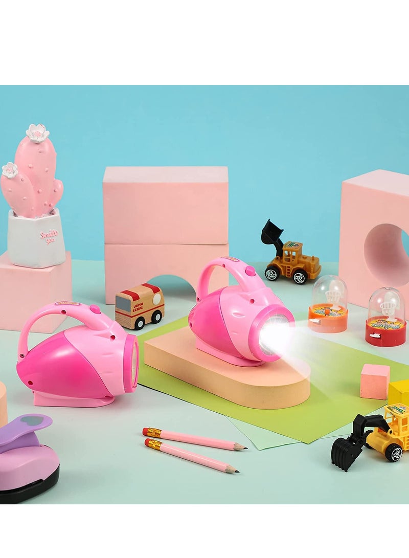 SYOSI Kids Flashlight Glow in Dark Toddler Flash Light Easy Grip Handle Lightweight for Reading Camping Hiking Outdoor Activities Games Nature Exploration Pink 2PCS - Image 2