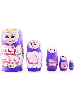 Deco Elit e Wooden Chubby Nested Matryoshka Doll Purple Set of 5 Large Size  - Image 1