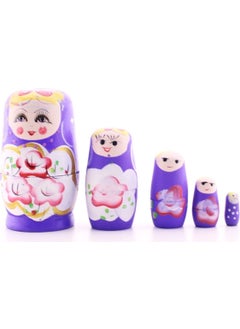 Deco Elit e Wooden Chubby Nested Matryoshka Doll Purple Set of 5 Large Size  - Image 3