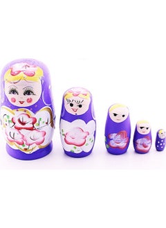 Deco Elit e Wooden Chubby Nested Matryoshka Doll Purple Set of 5 Large Size  - Image 2