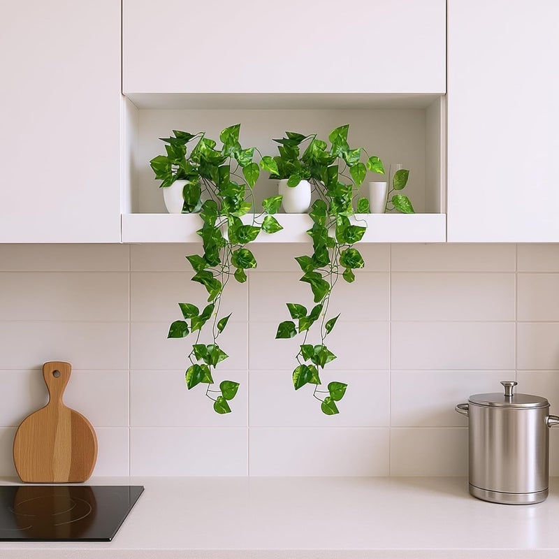 fancymart Plastic Pack Of 2 Artificial Vine Plants Falling With Small Size Pot-Natural Touch&Feel Home Décor-Perfect For Home And Office Decoration-Size 45 Cm | Artificial Plant - Image 2