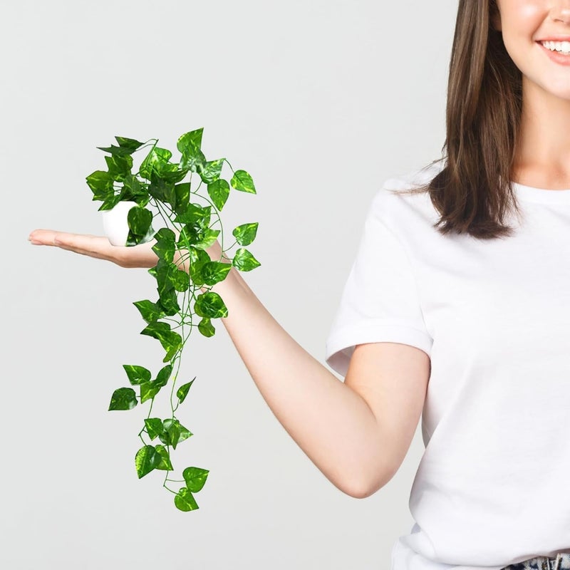 fancymart Plastic Pack Of 2 Artificial Vine Plants Falling With Small Size Pot-Natural Touch&Feel Home Décor-Perfect For Home And Office Decoration-Size 45 Cm | Artificial Plant - Image 4