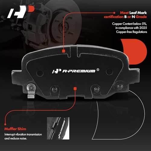 A-Premium Rear Ceramic Disc Brake Pads Set Compatible with Jeep KJ/KK/KL Series Cherokee 2014-2021 & Chrysler 200 2015-2017, 4 Pcs - Image 2