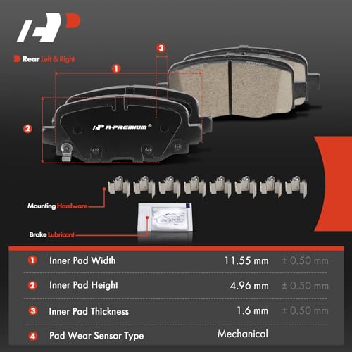 A-Premium Rear Ceramic Disc Brake Pads Set Compatible with Jeep KJ/KK/KL Series Cherokee 2014-2021 & Chrysler 200 2015-2017, 4 Pcs - Image 5