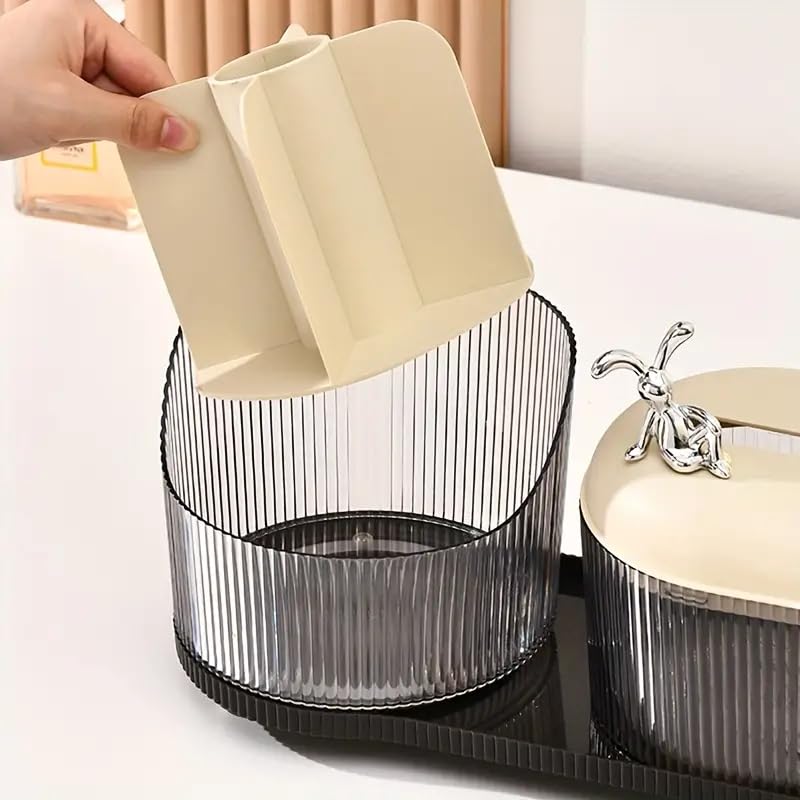 BLURISM Tissue Storage Box with Compartment for Multipurpose Space Rack Cutlery Holder Pen Pencil Stand RemotePhone Holder Cosmetic Holder Skincare Jewelry Lipstick Organizer - Image 5