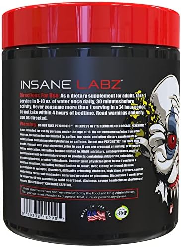 Insane Labz Psychotic High Stimulant Pre Workout Powder Extreme Lasting Energy Focus and Endurance with Beta Alanine Creatine Monohydrate DMAE 35 Srvgs Fruit Punch - Image 3