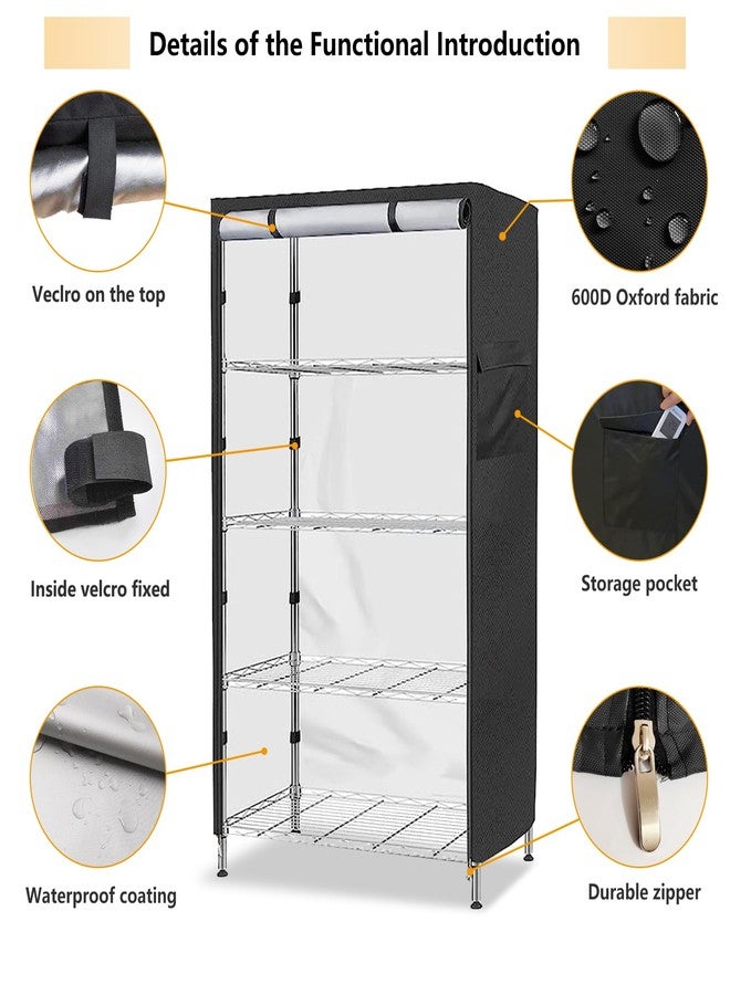 Aacabo Shelf Cover,Waterproof Dustproof Storage Shelving Unit Cover,Fits 48"Wx24"Dx72"H Shelf,Shelf Display Rack Protector Cover with Zipper,Black(Cover only) - Image 3