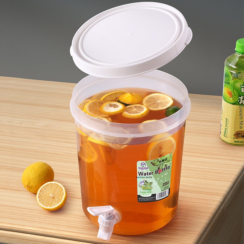 Plastic Cold Water Kettle Faucet Refrigerator Cold Brew Juice Cold Water Kettle High Temperature Resistant Kitchen Storage Storage Bucket Seal(Square 3.5L with lid with faucet) - Image 3