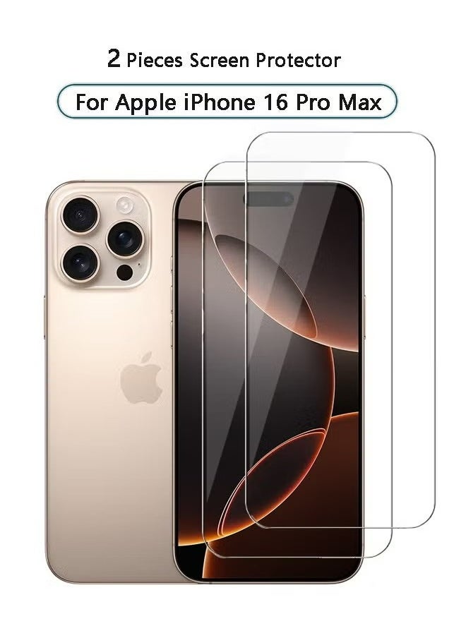 Generic 2Pcs Screen Protector for iPhone 16 Pro Max,Tempered Glass HD 9H Hardness Screen Protector Film Tempered Glass Film for iPhone 16 Pro Max  - Image 1