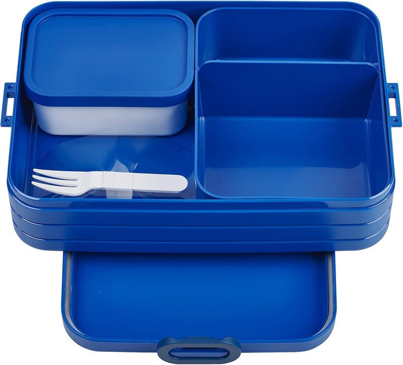 Mepal Bento Box Large - Bento Lunch Box for 4 Sandwiches or 8 Bread Slices - Adults' Lunch Box for Sandwiches, Snacks & Leftovers - Vivid Blue - Image 1