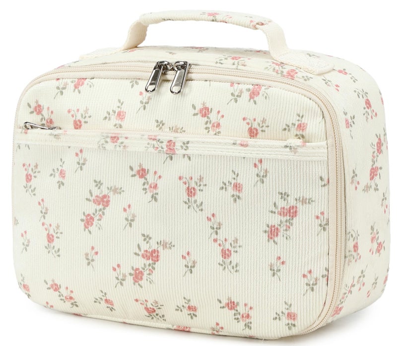 Bluboon Kids Girls Lunch Bag Insulated Lunch Box for school Corduroy Lunch Cooler Organizer School Kids Lunch Tote - Image 1
