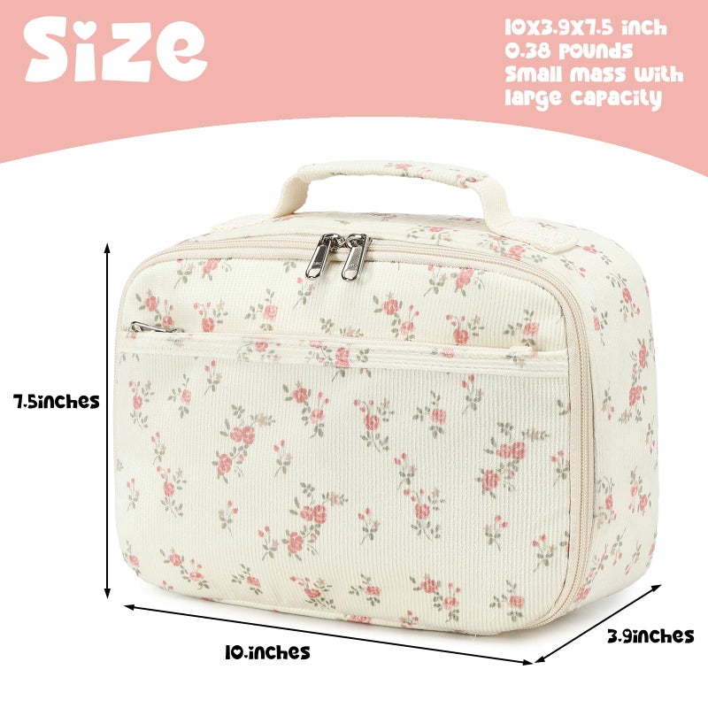 Bluboon Kids Girls Lunch Bag Insulated Lunch Box for school Corduroy Lunch Cooler Organizer School Kids Lunch Tote - Image 3