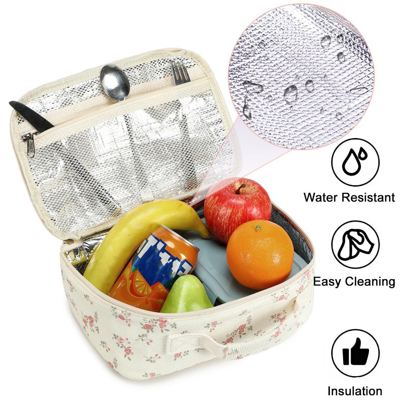 Bluboon Kids Girls Lunch Bag Insulated Lunch Box for school Corduroy Lunch Cooler Organizer School Kids Lunch Tote - Image 4