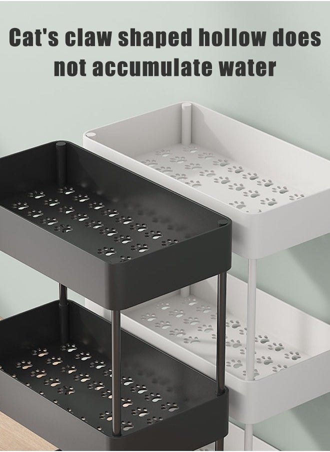 BLOOMING TIME - 4 Layer Gap Shelf Rack, Cat's Claw Shaped Hollow Without Water Accumulation, Simple Installation, With Wheels Can Be Moved At Will, Suitable For Bathrooms, Kitchens, Etc.Black - Image 1