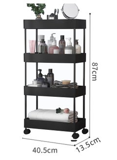 BLOOMING TIME 4 Layer Gap Shelf Rack, Cat's Claw Shaped Hollow Without Water Accumulation, Simple Installation, With Wheels Can Be Moved At Will, Suitable For Bathrooms, Kitchens, Etc.Black  - Image 5