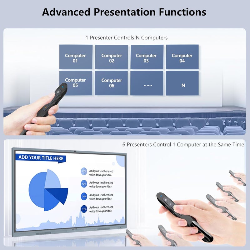 Norwii N76 Rechargeable Presentation clicker with Pointer, Long Range Presentation Remote, Wireless Presenter for PowerPoint Presentations, Slide Control (Black with Red Light) - Image 5
