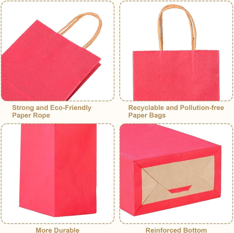 Premify 24 Pack Medium Colored Gift Bags with Handles - Assorted Colors (10.8"x8.3"x4.3") - Image 2
