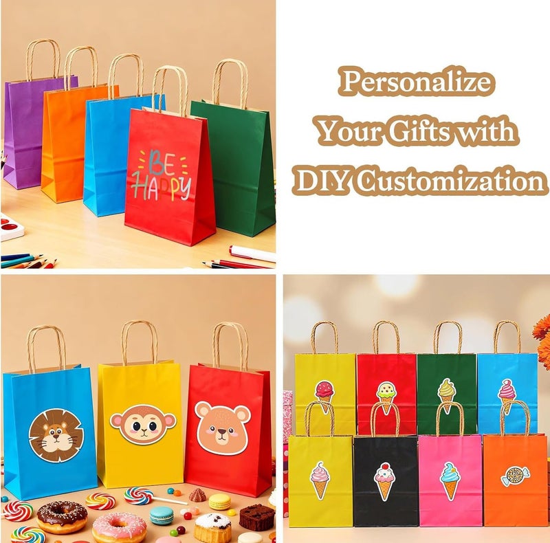 Premify 24 Pack Medium Colored Gift Bags with Handles - Assorted Colors (10.8"x8.3"x4.3") - Image 5