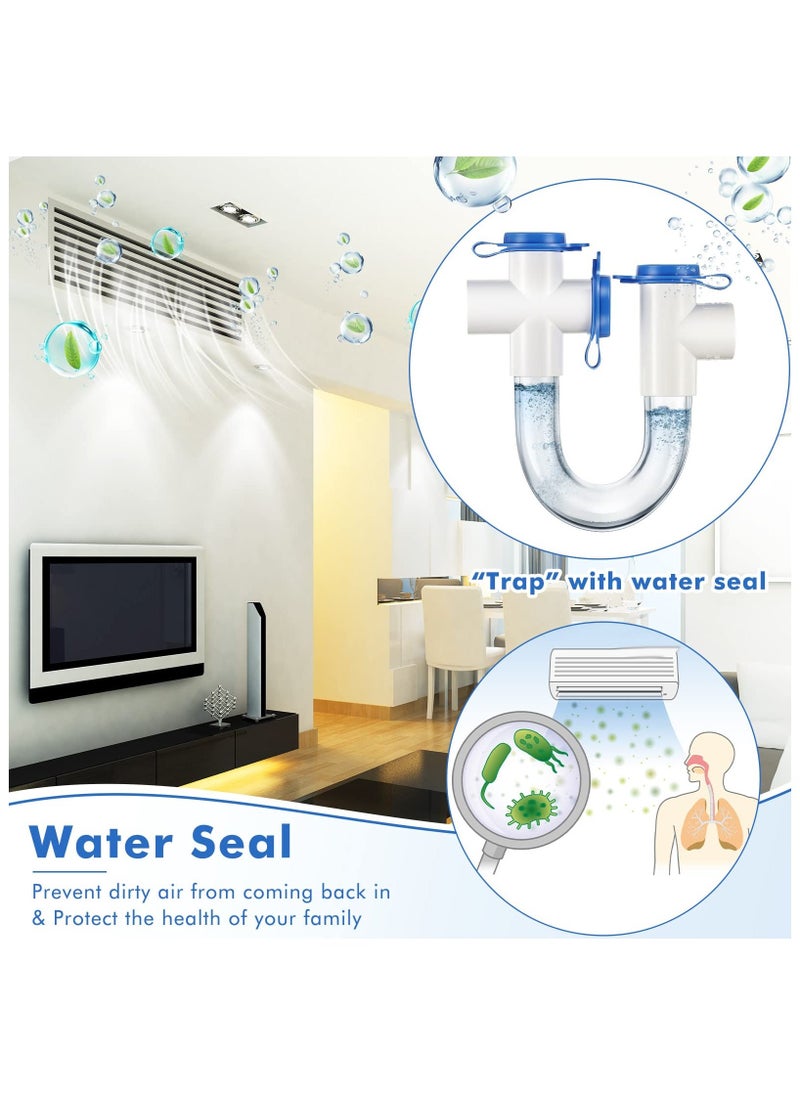 3/4 Inch Standard Clear Condensate Trap with Cleaning Brush, PVC Transparent U Trap With Easy Clean Ports, Essential Component for HVAC Systems Air Conditioner, Effectively Drains Condensate (1 Pack)  - Image 2