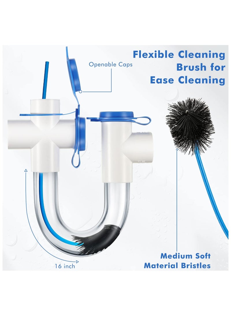 3/4 Inch Standard Clear Condensate Trap with Cleaning Brush, PVC Transparent U Trap With Easy Clean Ports, Essential Component for HVAC Systems Air Conditioner, Effectively Drains Condensate (1 Pack)  - Image 4