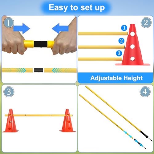 TINEPRY Dog Agility Training Hurdle Cone Set, Adjustable Dog Agility Equipment Obstacle Course Backyard Equipment for Pet Exercise - Image 4