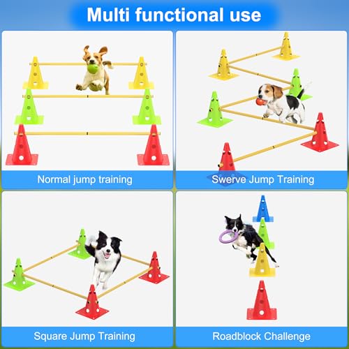 TINEPRY Dog Agility Training Hurdle Cone Set, Adjustable Dog Agility Equipment Obstacle Course Backyard Equipment for Pet Exercise - Image 2