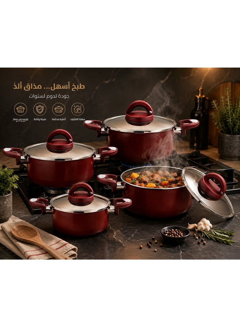 طقم أدوات طهي من الألومنيوم مكون من 8 قطع بني/أسود - Image 3