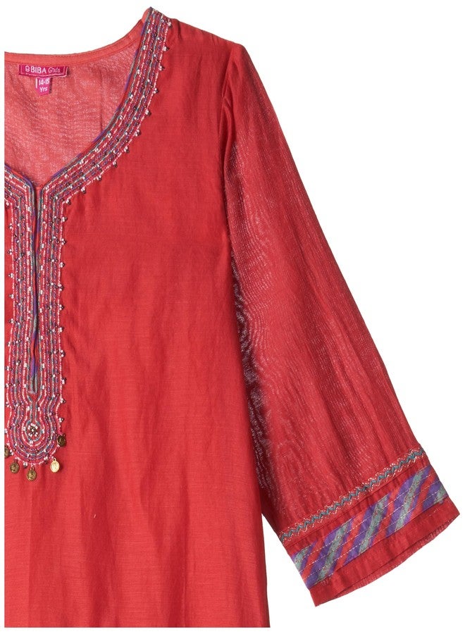 BIBA GIRL EMBROIDERY RELAXED KID(KW4824_RED-PURPLE_13) - Image 2