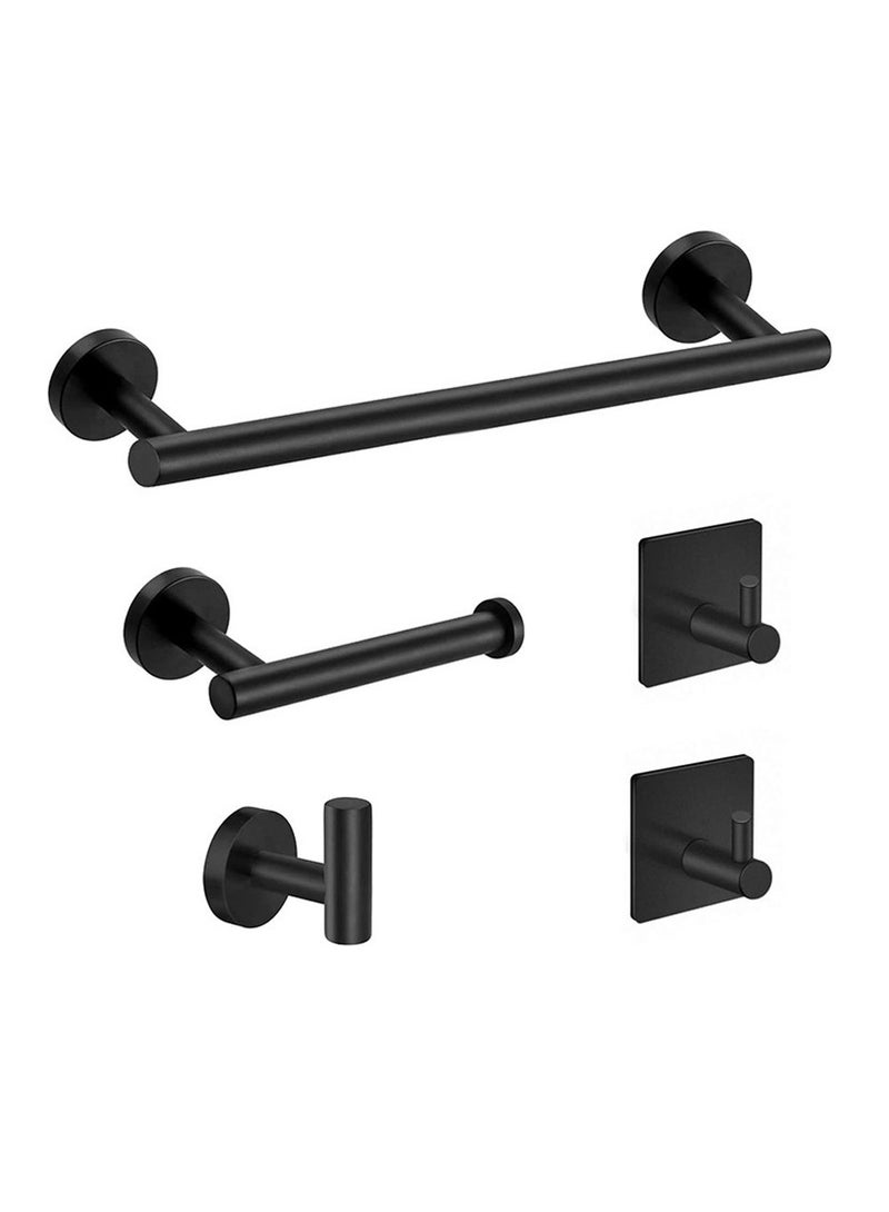 مجموعة أدوات الحمام المعاصرة المكونة من 5 قطع من حامل المناشف المثبت على الحائط وحامل ورق التواليت، إكسسوارات الحمام المصنوعة من الفولاذ المقاوم للصدأ على شكل مربع - Image 1