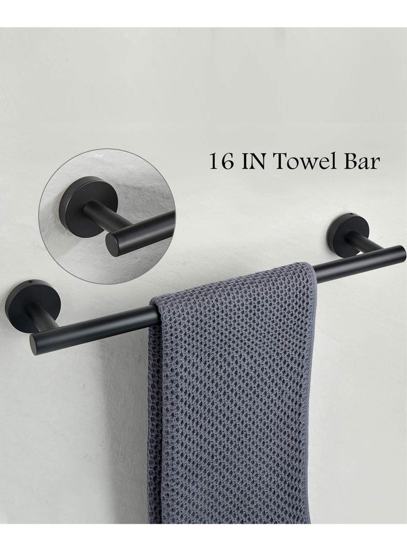 مجموعة أدوات الحمام المعاصرة المكونة من 5 قطع من حامل المناشف المثبت على الحائط وحامل ورق التواليت، إكسسوارات الحمام المصنوعة من الفولاذ المقاوم للصدأ على شكل مربع - Image 3