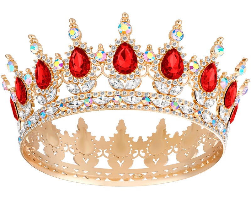 Papoopy Crown for Women, Queen Crown Tiara for Birthday Wedding Party Decorations Red - Image 1