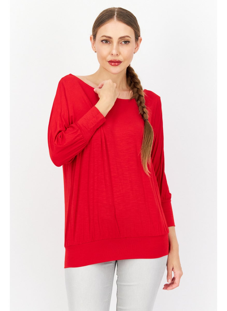 Women Round Neck Long Sleeve Plain Blouse, Red - pzsku/Z2ACEE0090574F968DC06Z/45/_/1724350939/ae2aa1b2-23ce-4f42-b6f9-0be140d785f5