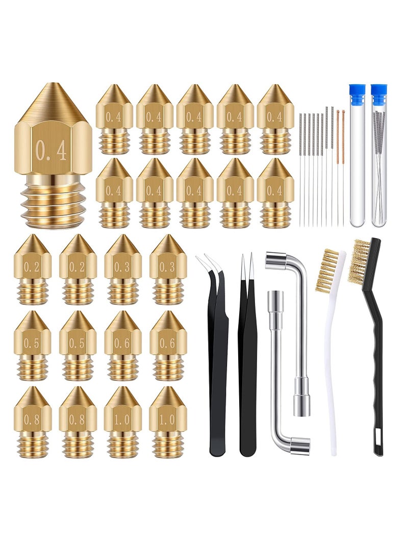 SYOSI 3D Printer Nozzle Cleaning Kit Includes 19 Pcs Stainless Steel Needles Cleaner Tools and 23 Pcs MK8 Nozzles Multiple Sizes Compatible with Makerbot Creality CR-10 Ender 3 5  - Image 1