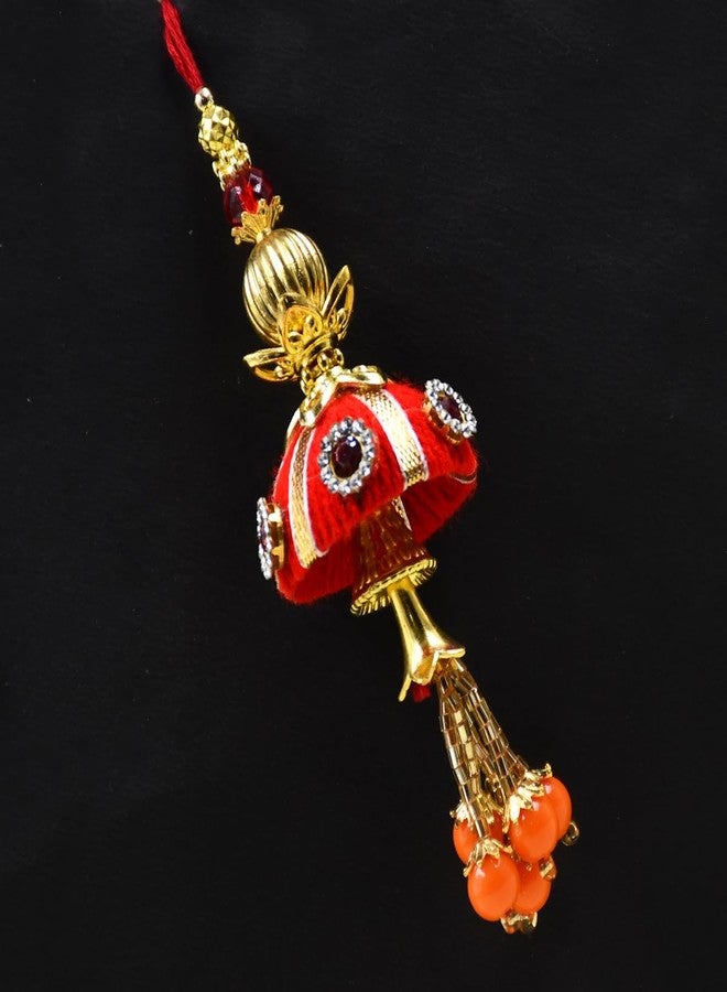 Natali Traders Jai Shree Ram Rakhi for Beloved Brother and Handmade Lumba Rakhi for Bhabhi Combo with Roli Chawal Chopra - Gota Jaipuri Rakhee - Image 4