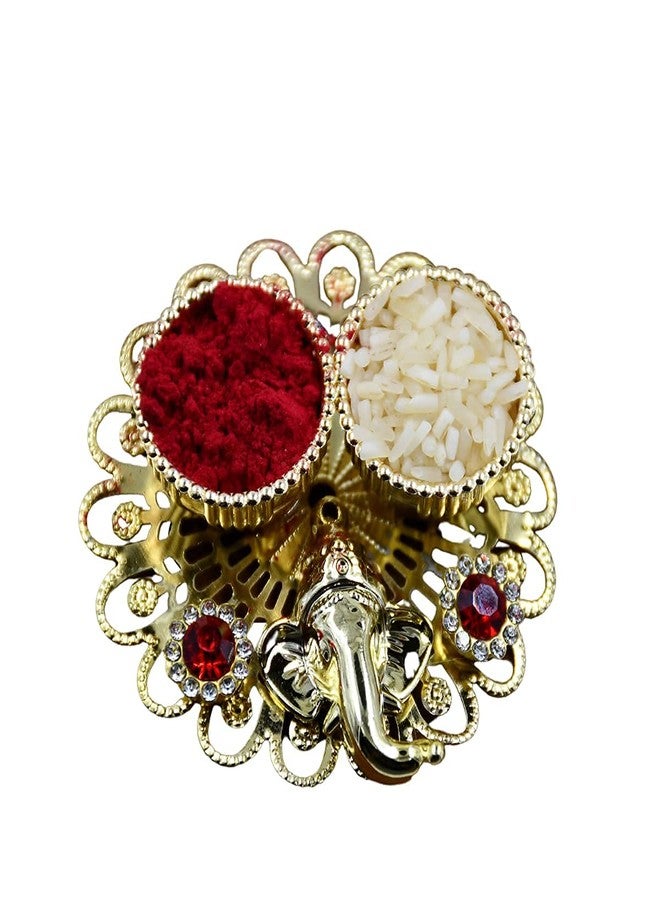 Natali Traders Jai Shree Ram Rakhi for Beloved Brother and Handmade Lumba Rakhi for Bhabhi Combo with Roli Chawal Chopra - Gota Jaipuri Rakhee - Image 5
