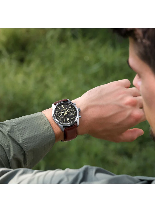 Timberland Black Men's Northbridge Black Dial Leather Strap Multifunction Watch for Men, 45mm for Men | Best Price UAE