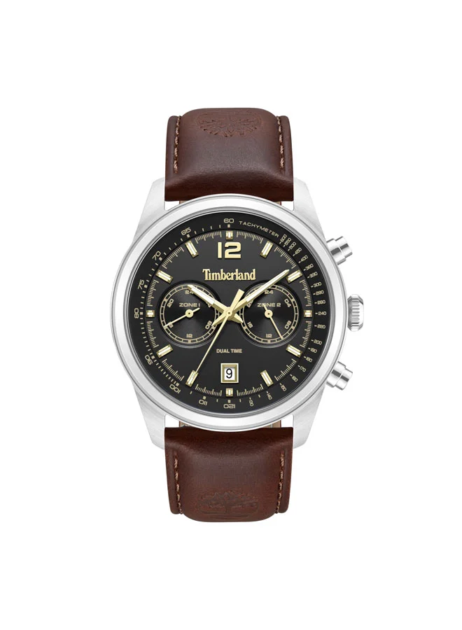 Northbridge Black Dial Leather Strap Multifunction Watch for Men, 45mm