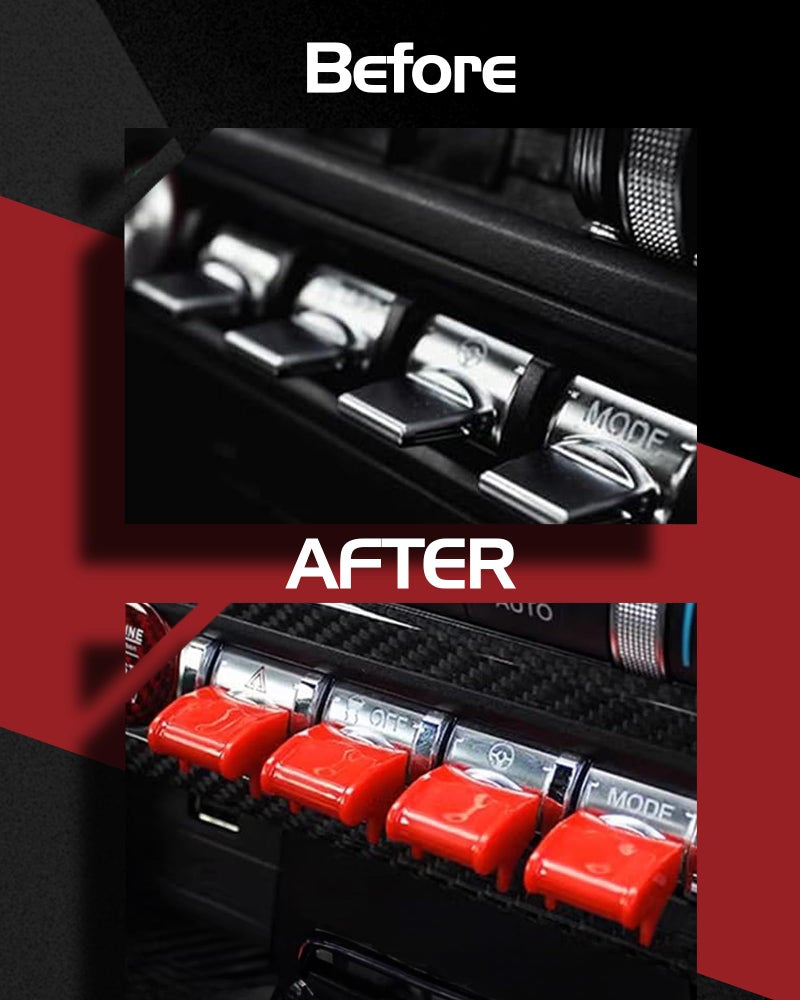 Bonbo Center Console Dashboard Control Button Cover Trim Interior Accessories for Ford Mustang 2015-2022(4 Pack, Red) - Image 5