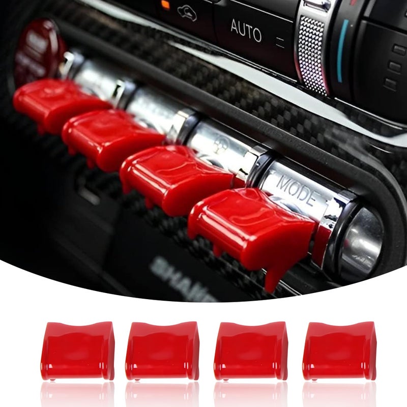 Bonbo Center Console Dashboard Control Button Cover Trim Interior Accessories for Ford Mustang 2015-2022(4 Pack, Red) - Image 1