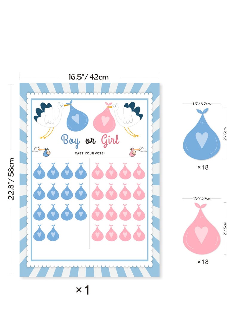لوحة كشف جنس الطفل مع ملصقات مجموعة ألعاب تصويت حفلة استقبال المولود - Image 2