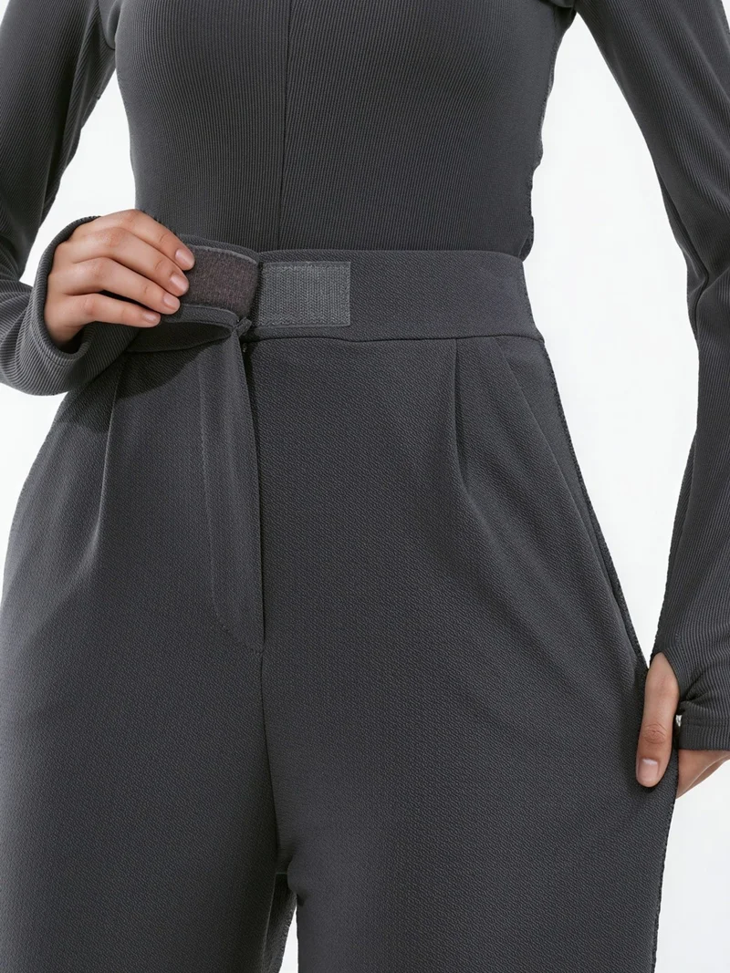 Hiccup Charcoal Grey Women's Stretch Palazzo Pants with Velcro Closure for Women | Best Price UAE