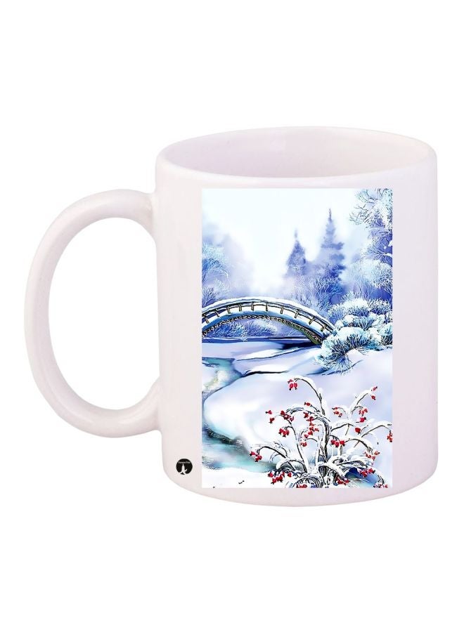 RYN Nature Printed Coffee Mug White/Blue/Red 11ounce