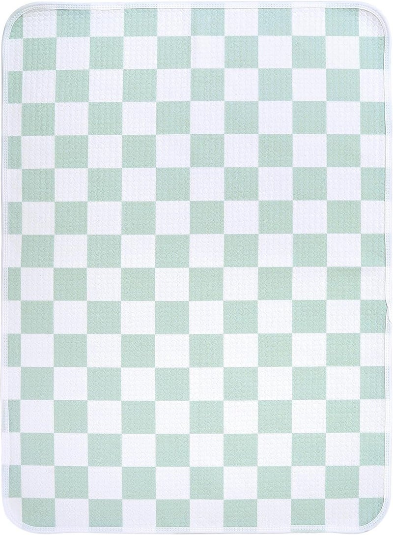 haakaa Waterproof Changing Pad Liners, 100% Cotton, Soft & Breathable (1pc, 19.5" x 27.5" Checkered Days) - Image 1
