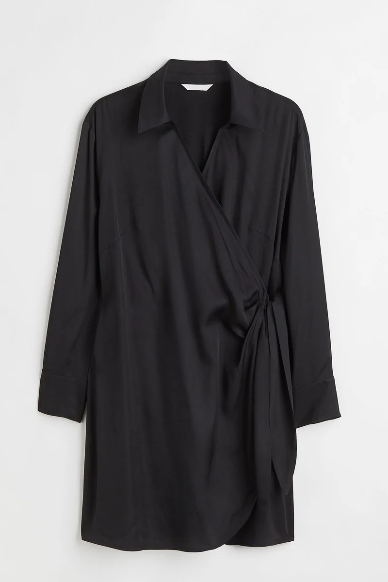 H&M Satin wrapover shirt dress