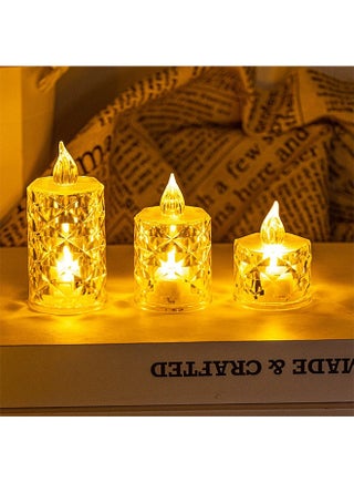 3 Pack Flameless Battery Operated Candle, Tea Lights Battery Operated LED Small Round Candles for Wedding, Dining Table, Proposal, Home Decoration - view 2