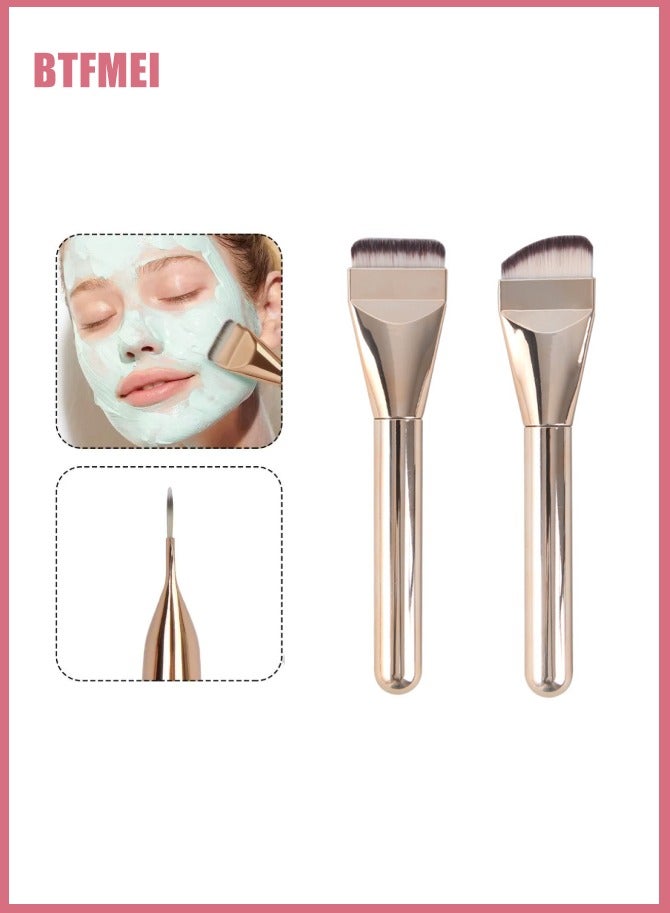 بتفمي مجموعة فرش فاونديشن 2 قطعة – فرشاة مسطحة الرأس وفرشاة بزاوية، شعيرات ناعمة وكثيفة لمستحضرات الكريـم والبودرة والسوائل، أداة احترافية لتحديد ملامح الوجه للنساء والمبتدئين – فرشاة مكياج للسفر وملحقات تجميل - Image 4