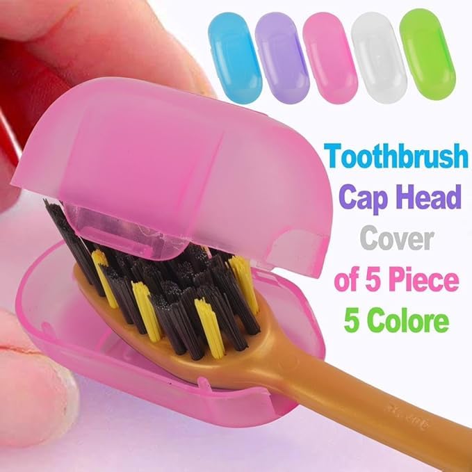 M.F.H Portable Dustproof Toothbrush Protector Cover Plastic Transparent Toothbrush Cover -Pack of 5 Multicolour (Pack of 1)  - Image 3