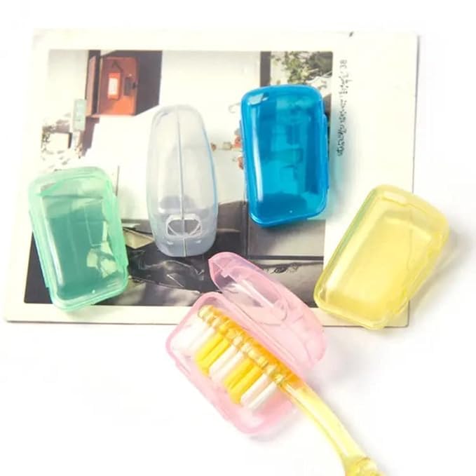M.F.H Portable Dustproof Toothbrush Protector Cover Plastic Transparent Toothbrush Cover -Pack of 5 Multicolour (Pack of 1)  - Image 2